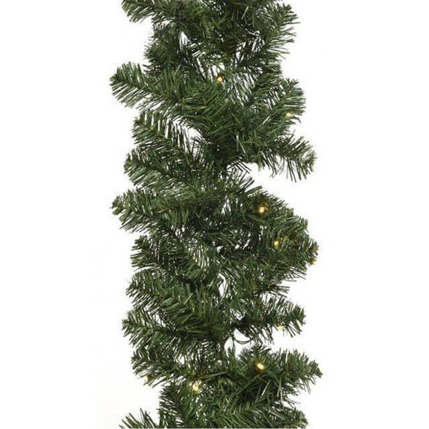 Kerst dennenslinger guirlande groen met verlichting 270 cm - Kerstslingers