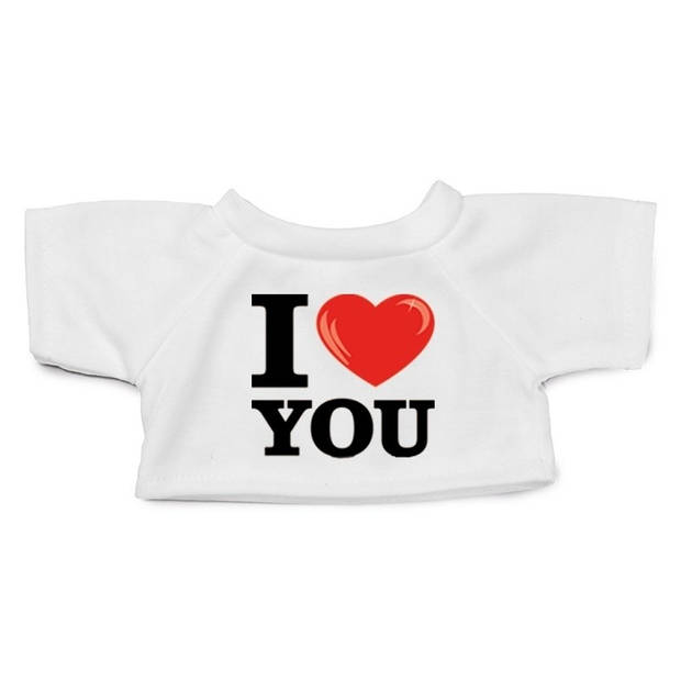 Knuffel teddybeer met I love you shirt 43 cm - Knuffelberen