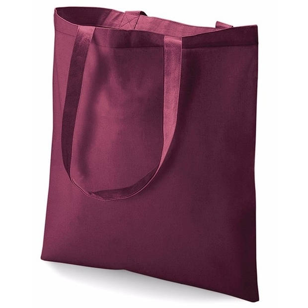 10x Katoenen boodschappentasjes bordeaux rood10 liter - Shoppers