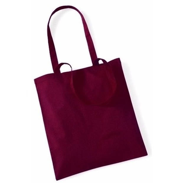 10x Katoenen boodschappentasjes bordeaux rood10 liter - Shoppers