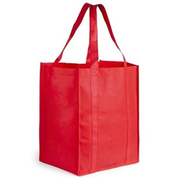 Rode boodschappentassen/shoppers 38 cm - Boodschappentassen