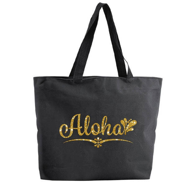 Aloha shopper tas zwart 47 cm - Shoppers