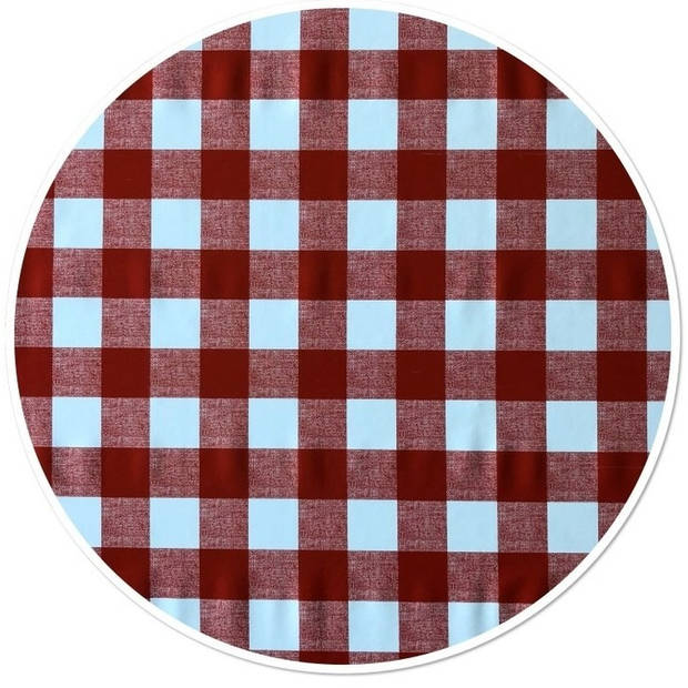 Rode tafelkleden/tafelzeilen 160 cm rond geruit met 4x tafelkleedklemmen - Tafelzeilen