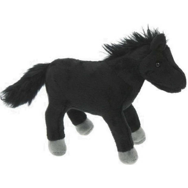 Pluche zwarte paarden knuffel 25 cm speelgoed - Knuffel boederijdieren