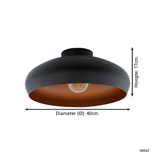EGLO Plafondlamp MOGANO zwart en koperkleurig 49247