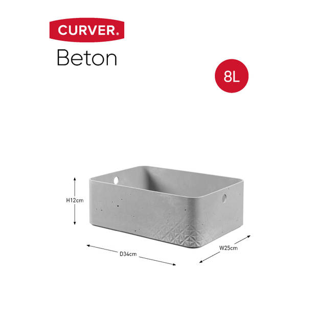 Curver Beton opbergbox M - 8L - Lichtgrijs