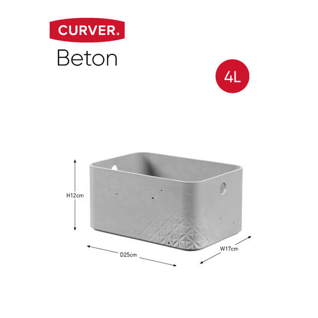 Curver Beton opbergbox S - 4L - Lichtgrijs