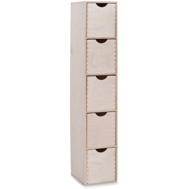 Zeller ladeblok/organizer - 2x - 5 lades - 21 x 18 x 87 cm - hout - Ladeblok