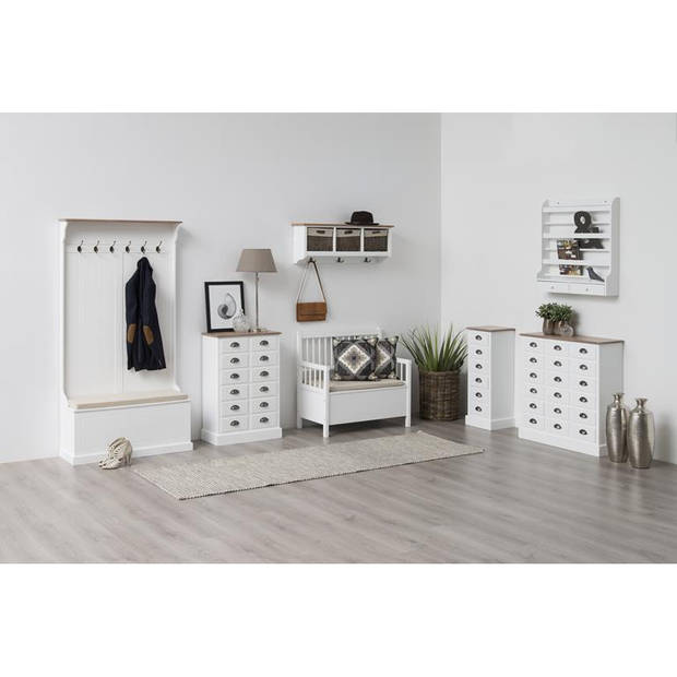 MOOS - Aster bench wood lacquered white, cushion beige