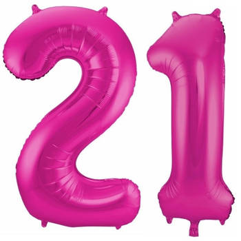 21 jaar leeftijd helium/folie ballonnen roze feestversiering - Ballonnen