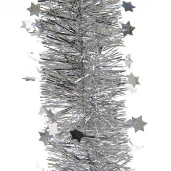 2x Zilveren kerstboom folie slinger met ster 270 cm - Kerstslingers