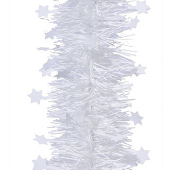 5x Kerst lametta guirlandes winter wit sterren/glinsterend 10 x 270 cm kerstboom versiering/decoratie - Kerstslingers