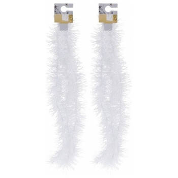 2x Witte folieslingers fijn 180 cm - Kerstslingers