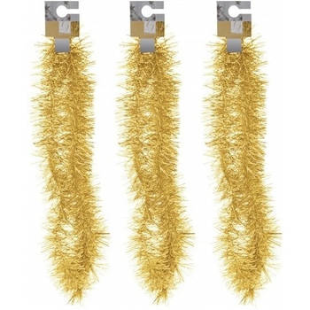 3x Gouden folieslingers fijn 180 cm - Kerstslingers