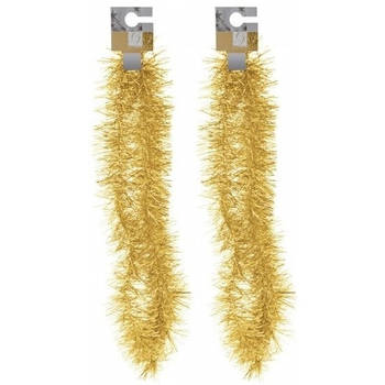 2x Gouden folieslingers fijn 180 cm - Kerstslingers