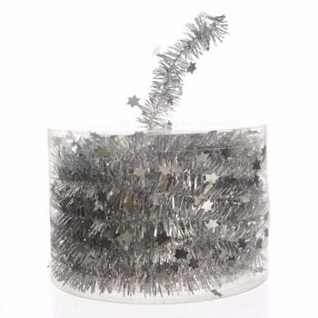 Christmas Silver kerstboom decoratie sterren slinger zilver 700 cm - Kerstslingers