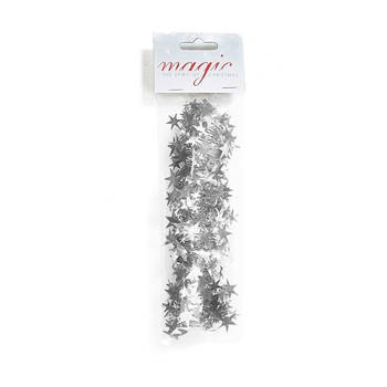 Zilveren spiraal slinger met sterren 750cm kerstboomversieringen - Kerstslingers