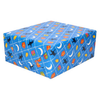 10x Inpakpapier/cadeaupapier Sinterklaas print blauw - Cadeaupapier
