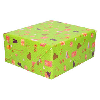 25x Inpakpapier/cadeaupapier Sinterklaas print groen - Cadeaupapier