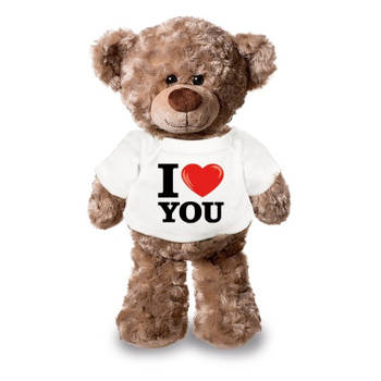 Knuffel teddybeer met I love you shirt 43 cm - Knuffelberen