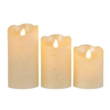 3x Parel witte nep kaarsen met led-lichtjes - LED kaarsen