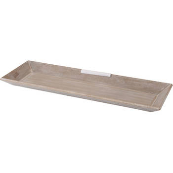Kaarsenbord/plateau hout wit 20 x 60 cm rechthoekig - Kaarsenplateaus