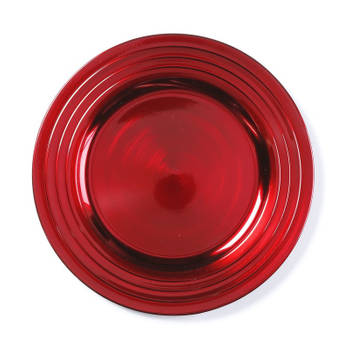 Ronde rode onderzet bord/kaarsonderzetter 33 cm - Kaarsenplateaus