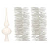 Witte kerstversiering/kerstdecoratie set piek en 2 folie slingers 270 cm - Kerstslingers