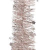 Kerst lametta guirlandes lichtroze sterren/glinsterend 10 cm breed x 270 cm - Kerstslingers