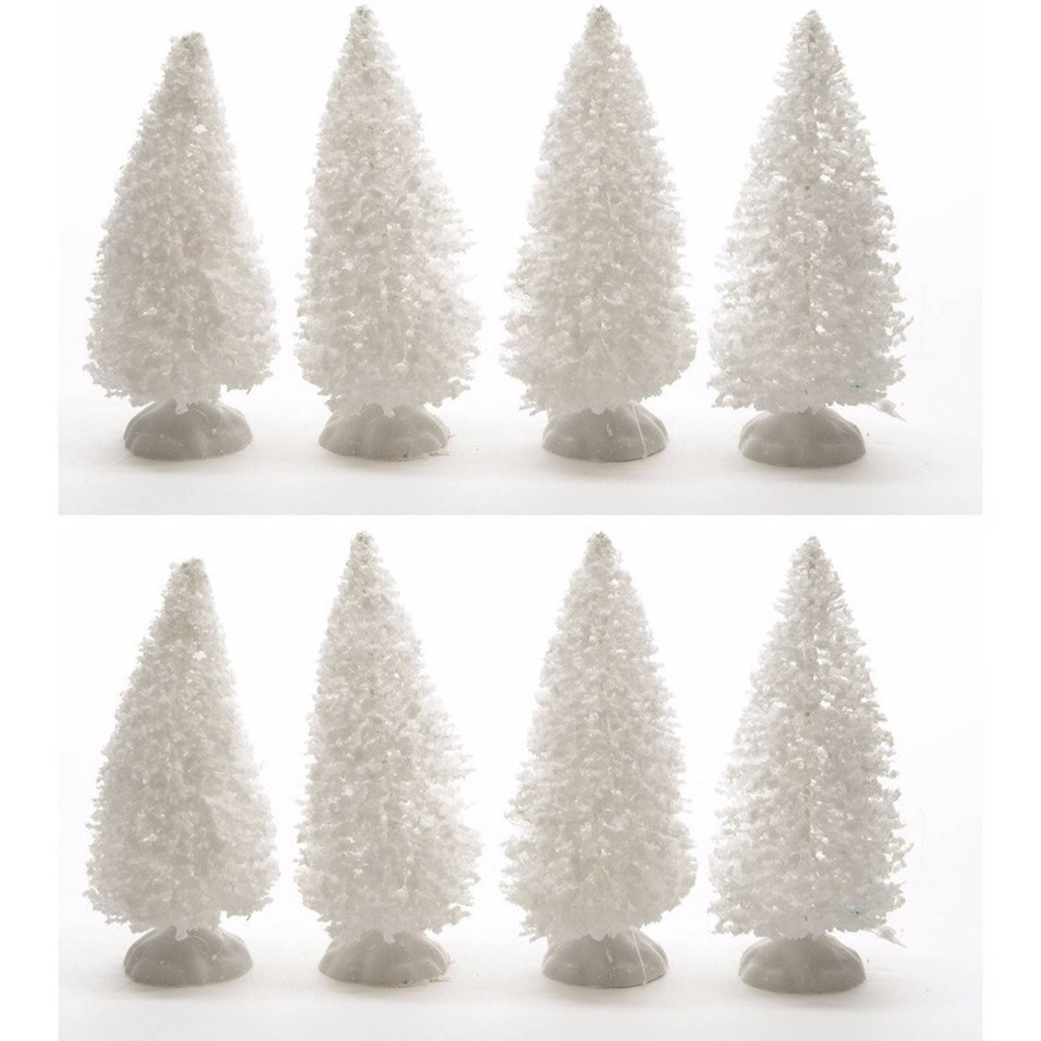 Kerstdorp Maken Besneeuwde Decoratie Dennenbomen 8 Stuks 10 Cm Witte Mini Boompjes