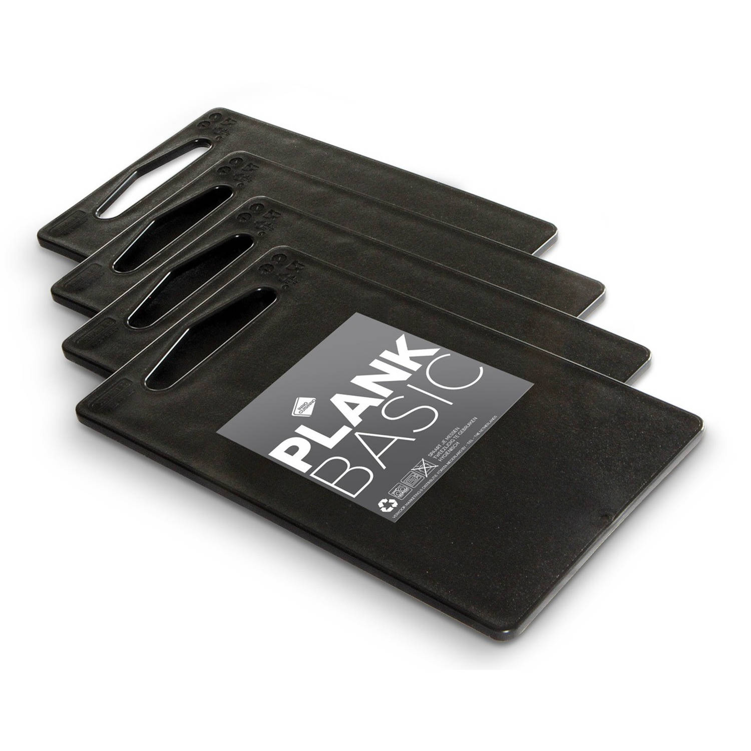 Inno Cuisino snijplanken set BASIC 25 x 15 cm 4 stuks zwart