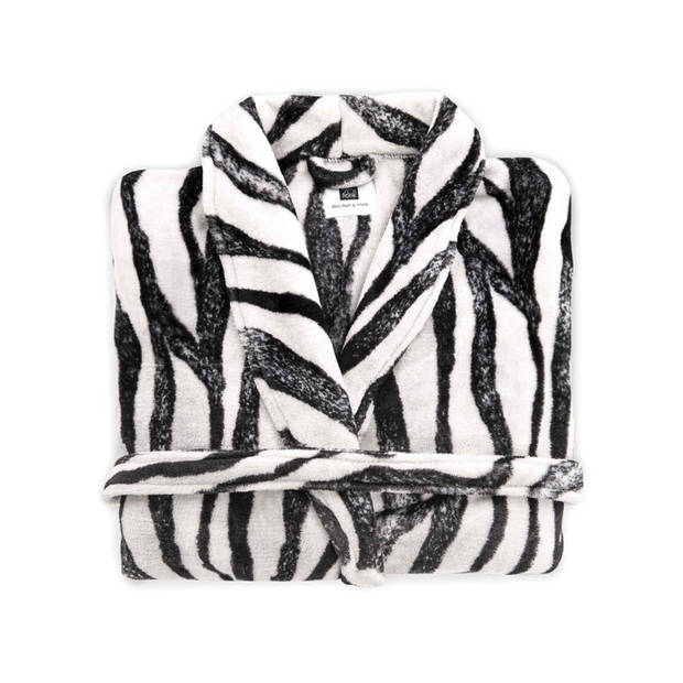 Zo! Home Badjas Zebra - Zwart/Wit - M