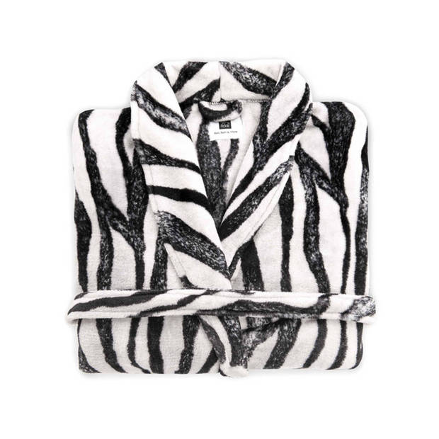 Zo! Home Badjas Zebra - Zwart/Wit - S