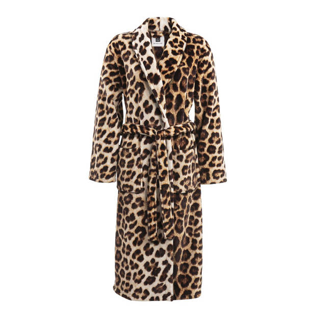Zo Home Flanel Fleece Badjas Leopard - bruin - XL