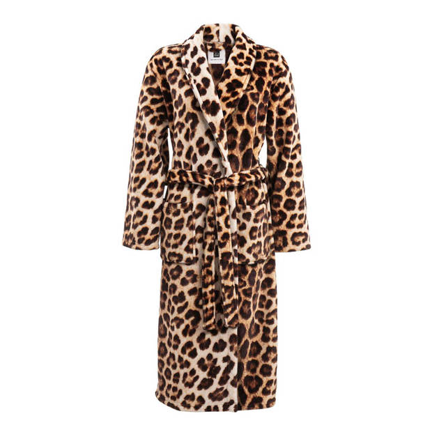 Zo Home Flanel Fleece Badjas Leopard - bruin - XL