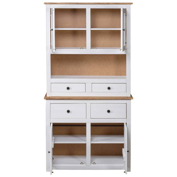 The Living Store Wandkast Grenenhout - Wit/Naturel - 93x40.5x180cm