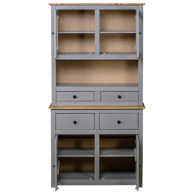 The Living Store Wandkast Grenenhout - Grijs/Naturel - 93 x 40.5 x 180 cm - Met opslag - lades en deuren