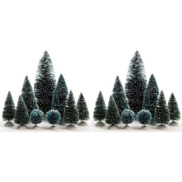 Miniatuur decoratie boompjes 18 stuks - Kerstdorpen