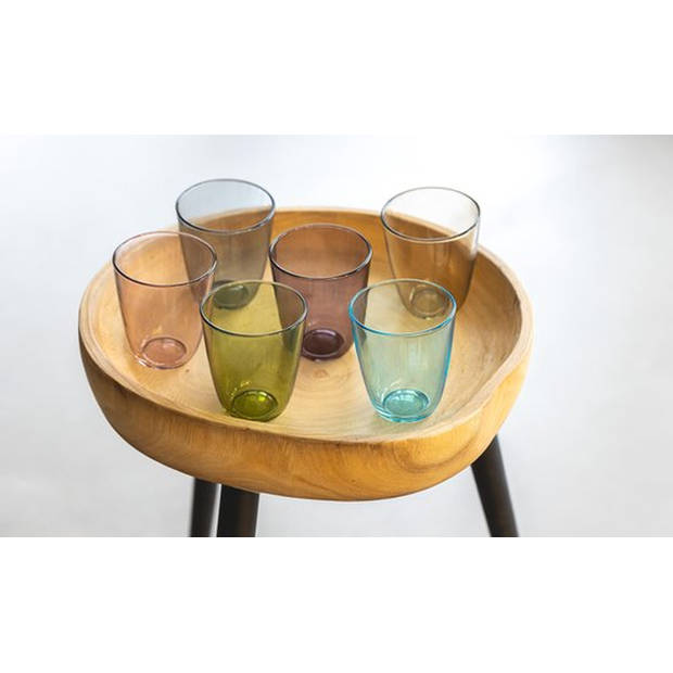 6x Stuks gekleurde waterglazen/drinkglazen Cosy Moments 310 ml - Drinkglazen