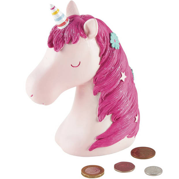 Floss & Rock Unicorn - 3D spaarpot - 15 x 7 cm - roze
