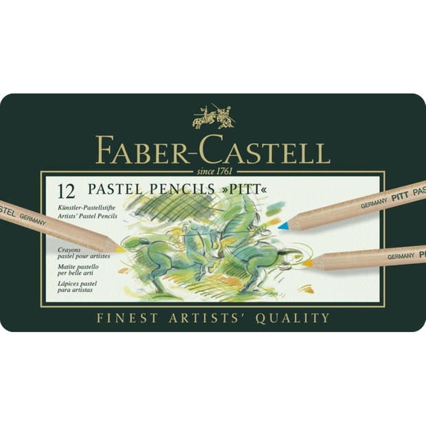 Pastelpotlood Faber-Castell Pitt metalen etui a 12 stuks