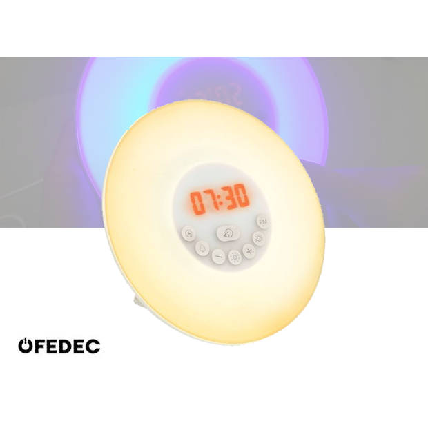 Fedec Wake Up Light - RGB Lichtwekker - FM Radio - Sunrise & Sunset
