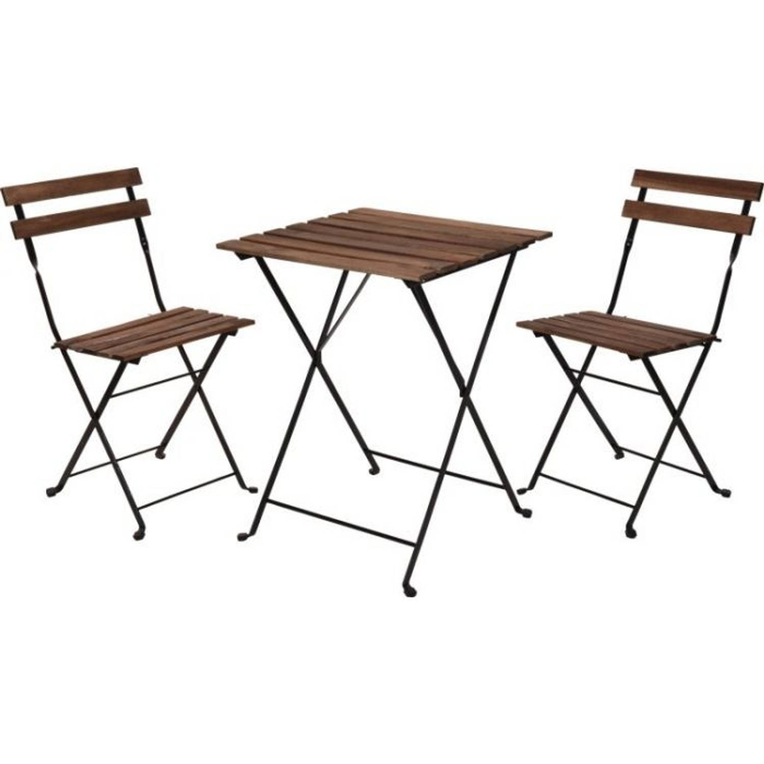 Bistro set - Tuintafel en stoelen - Zwart - Metaal - Hout