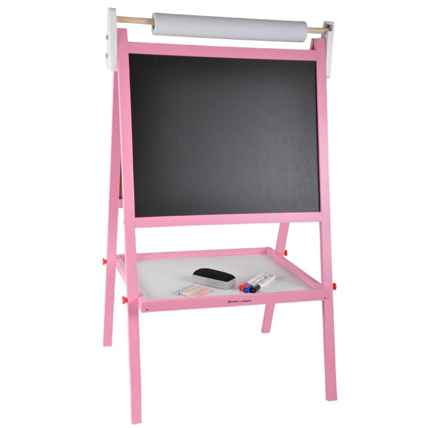 Bandits & Angels schoolbord roze (krijtbord en whiteboard) + papierrrol en accessoires