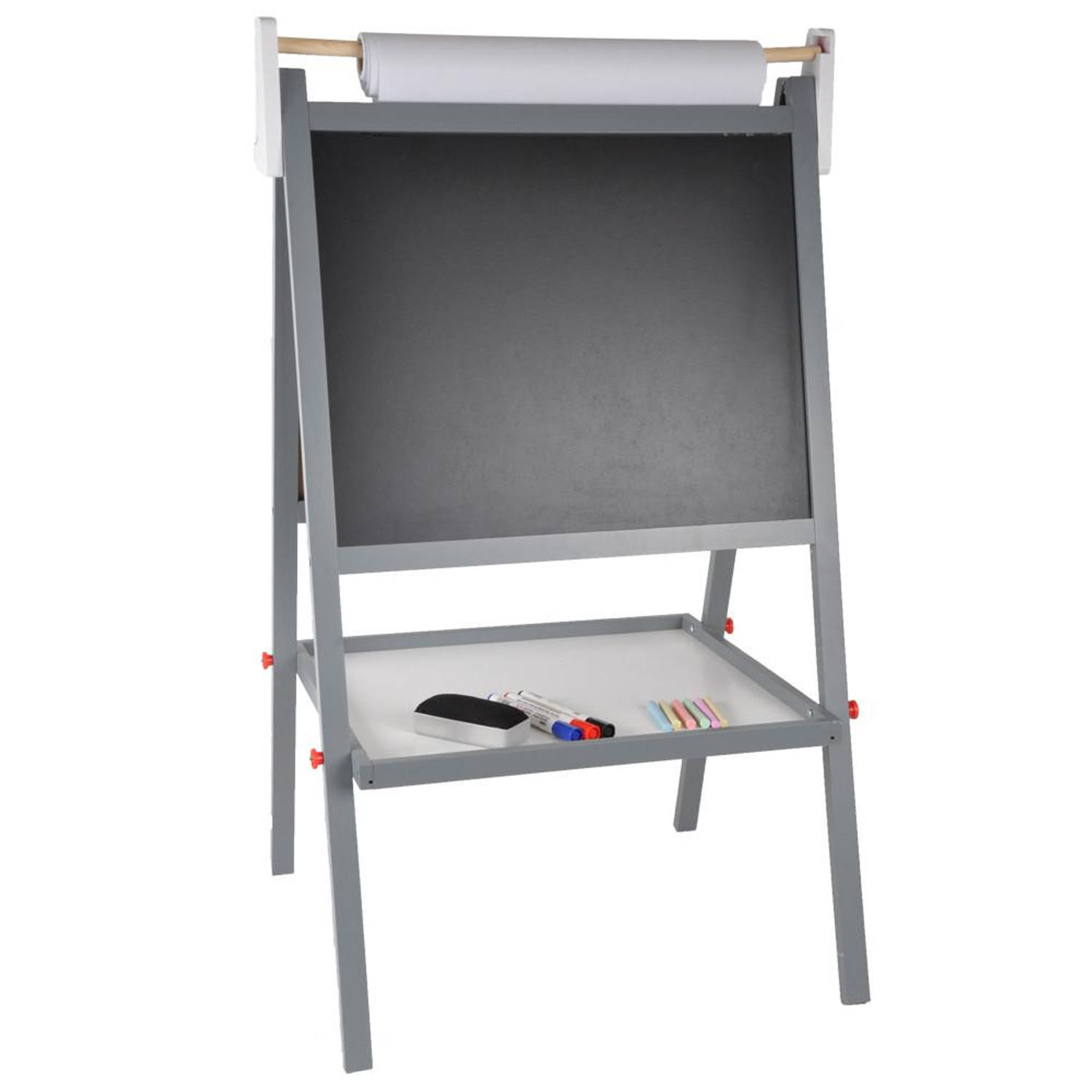 Bandits & Angels schoolbord grijs (krijtbord en whiteboard) + papierrrol en accessoires