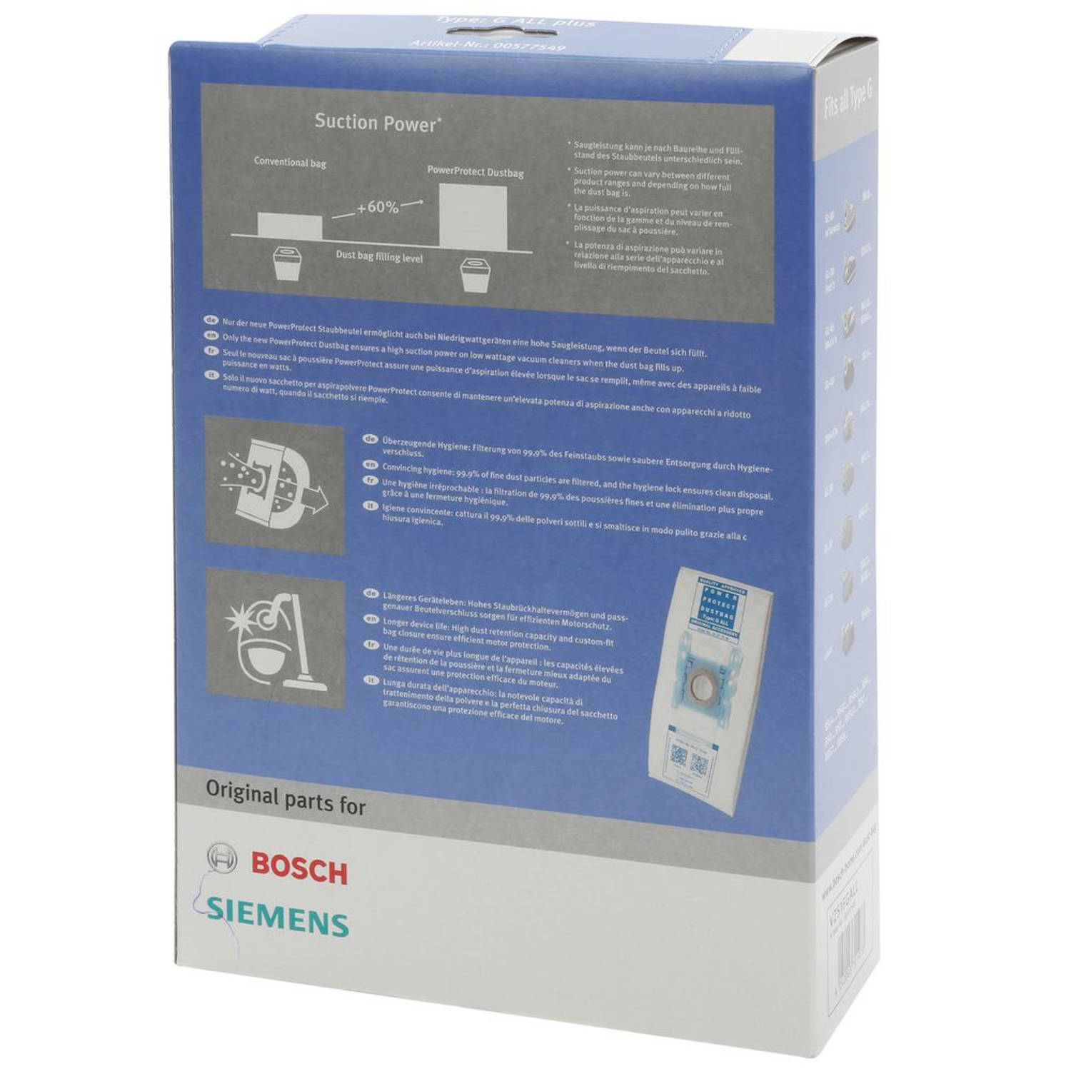 Bosch Siemens Stofzuigerzakken PowerProtect All+ 5 | Blokker