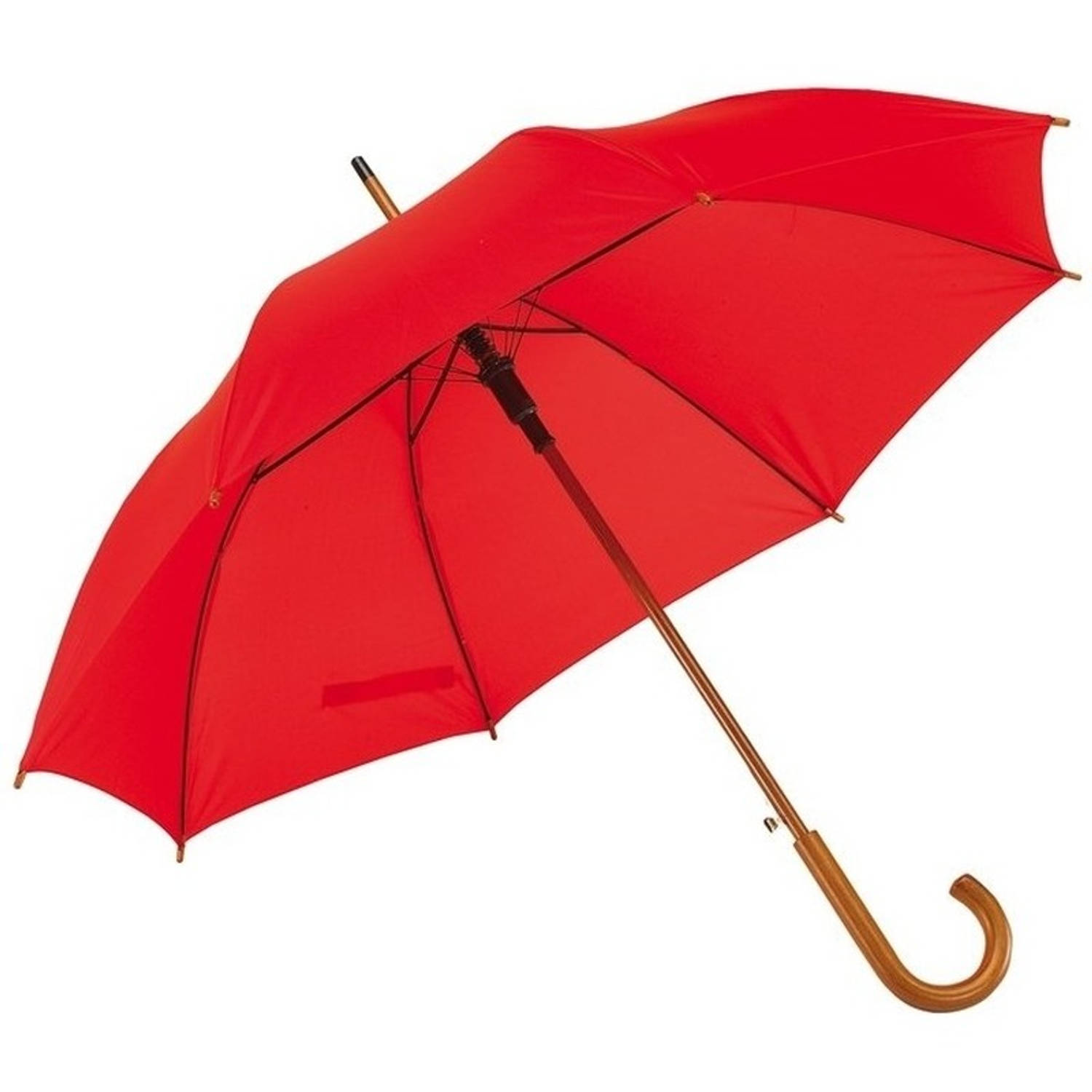 Rode Paraplu 103 Cm Diameter Met Houten Handvat Paraplu Regen