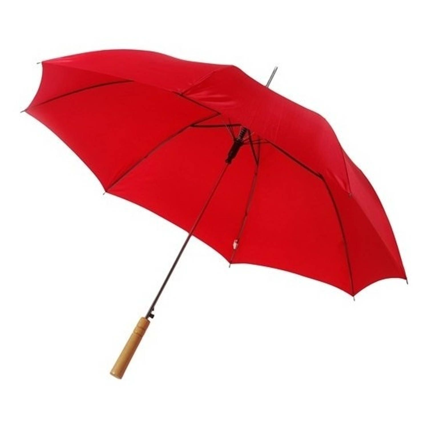 Automatische Paraplu 102 Cm Doorsnede In Het Rood Grote Paraplu Met Houten Handvat