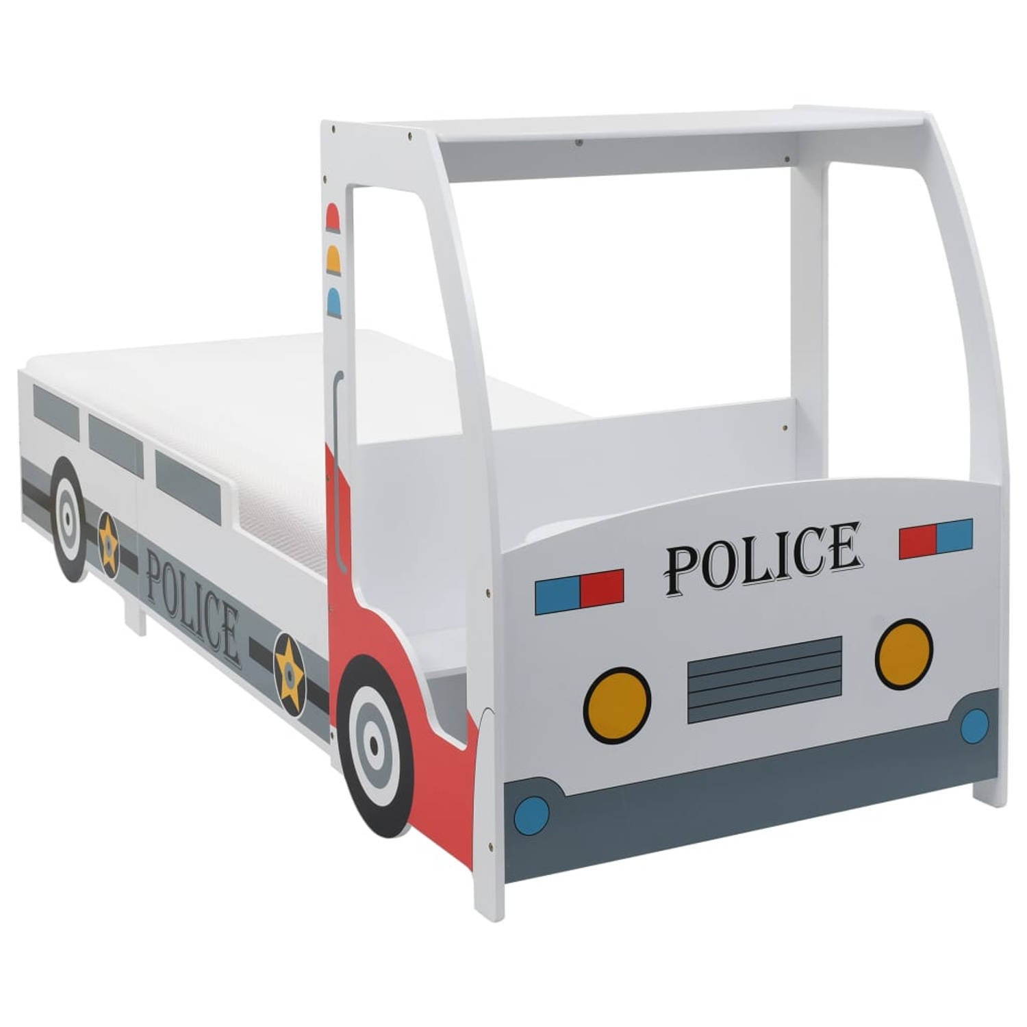 The Living Store Kinderbed Politieauto - Meerkleurig - 260.5 x 97 x 117 cm - Traagschuim matras