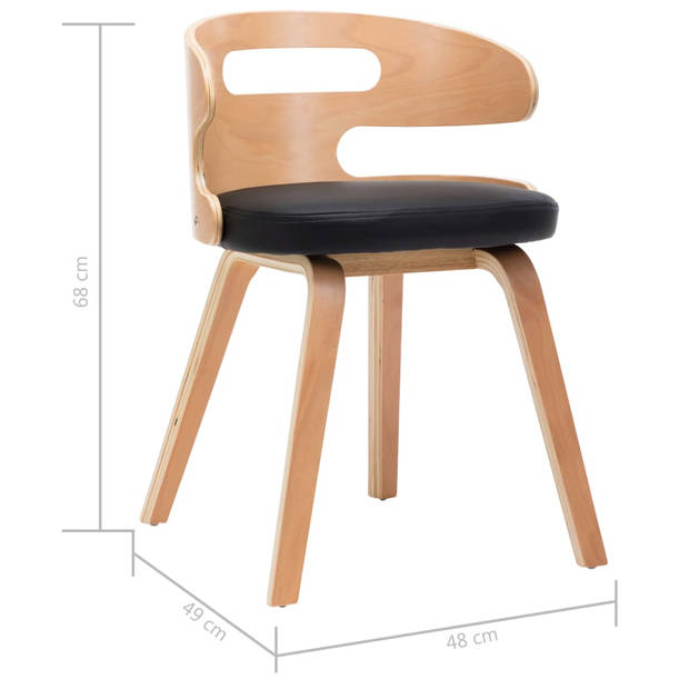 vidaXL Eetkamerstoelen 4 st gebogen hout en kunstleer zwart